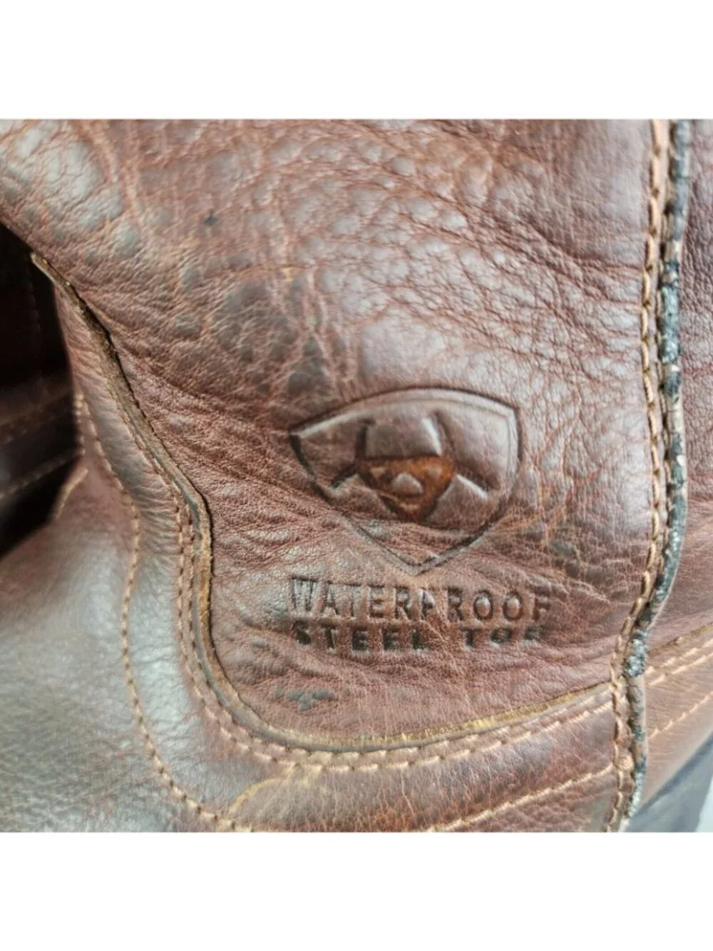 Mens Ariat Brown Leather Sierra Steel Toe Work Boots Waterproof Size 10D